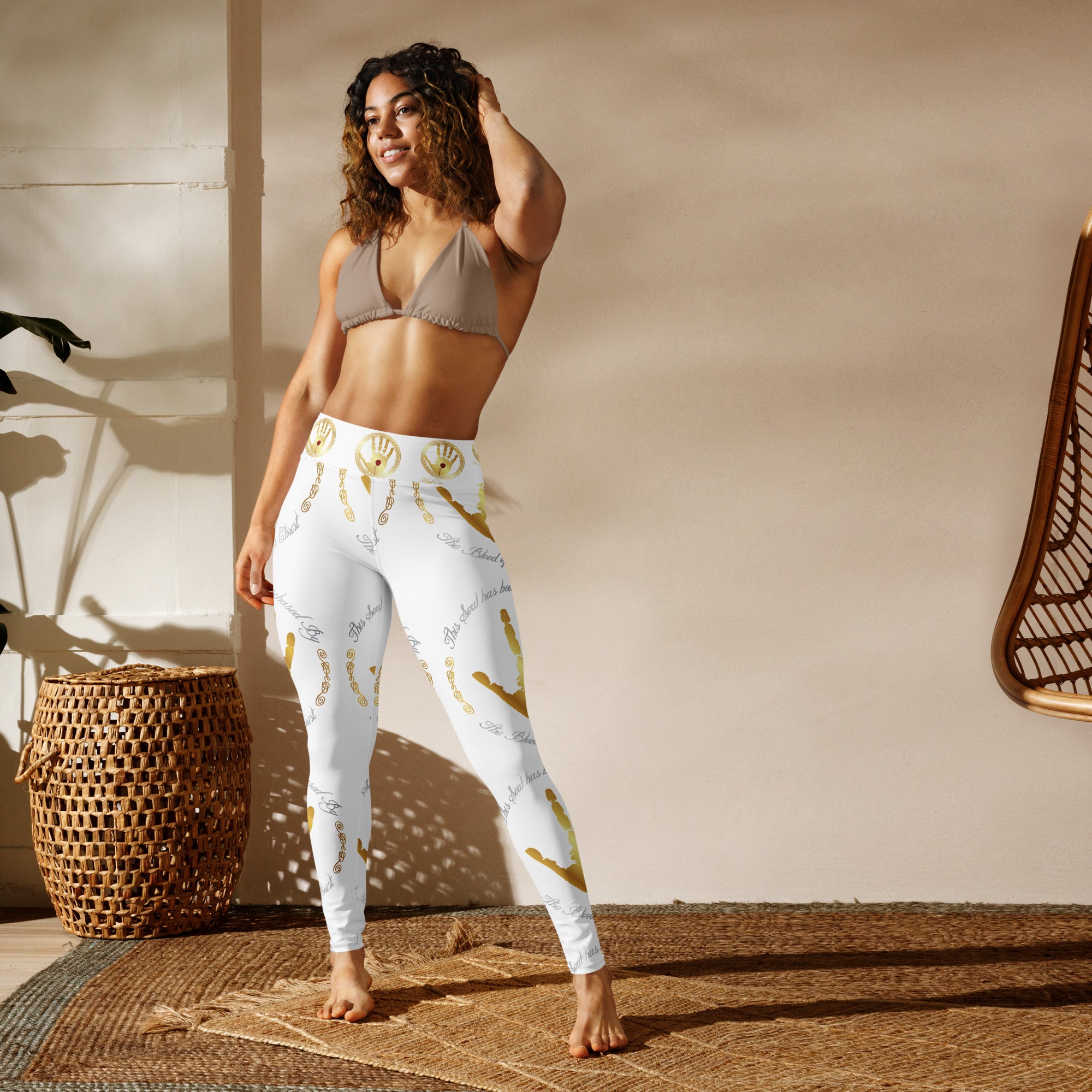 Soul Purchased TM Women's White Yoga Pants-Faith Driven