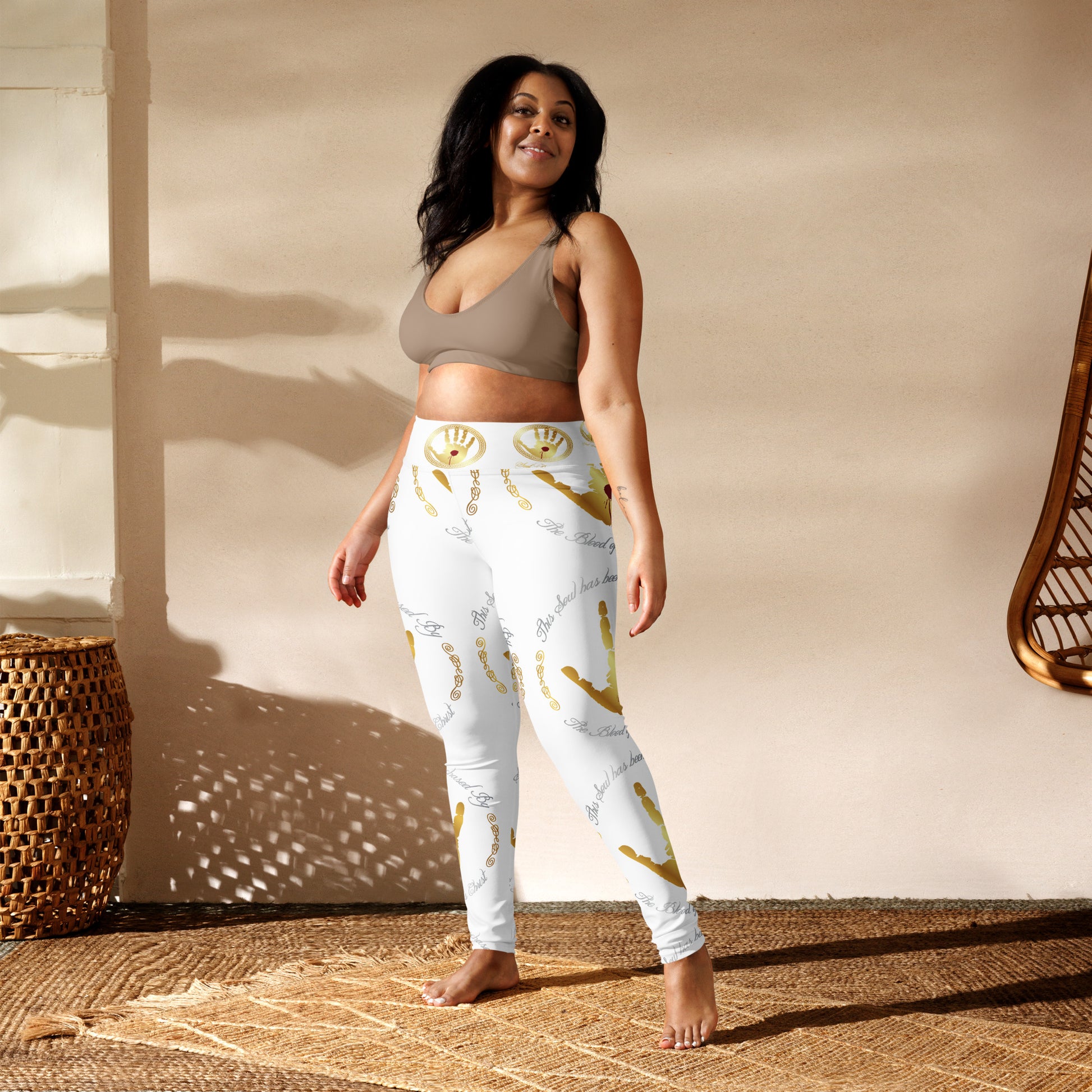 Soul Purchased TM Women's White Yoga Pants-Faith Driven