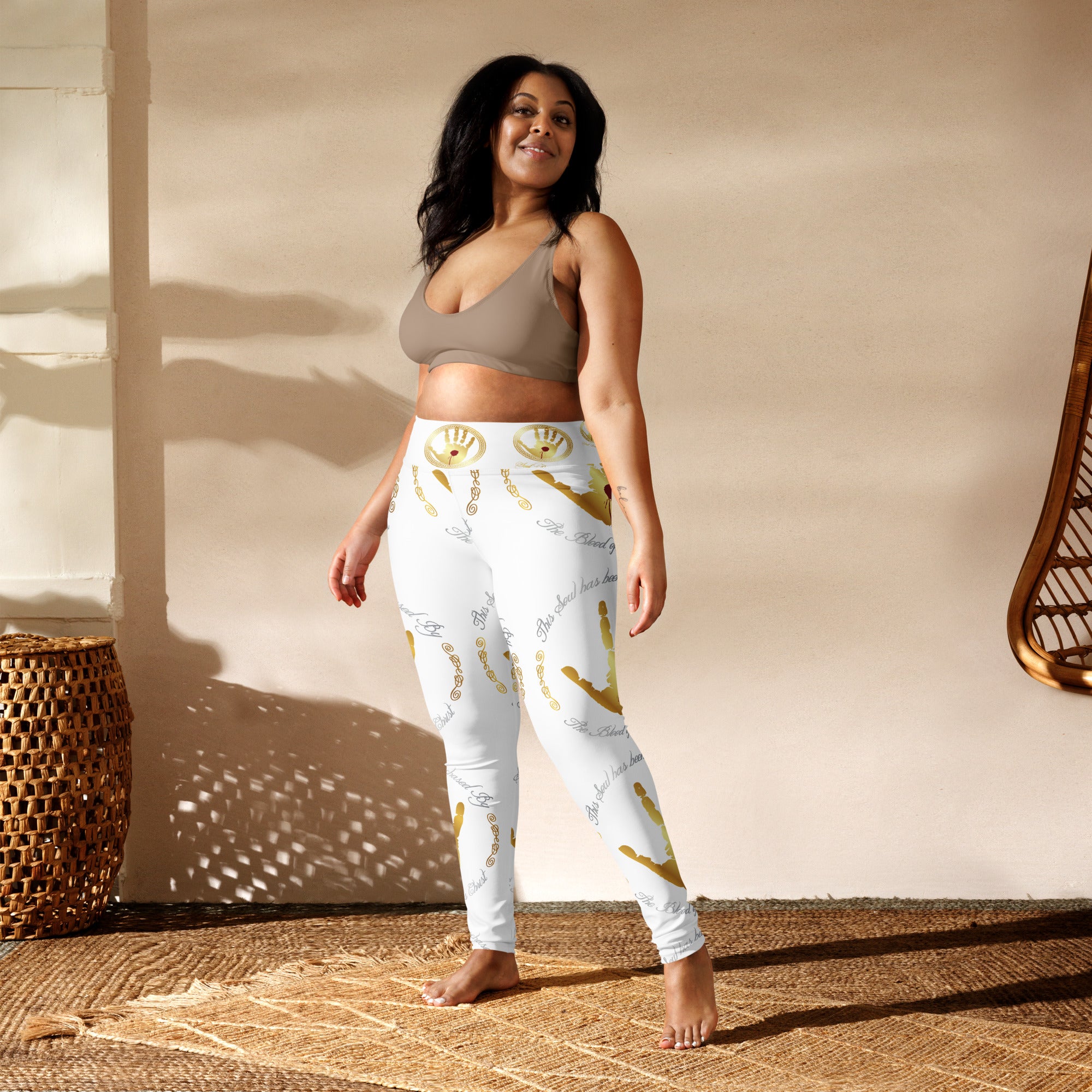 Soul Purchased TM Women's White Yoga Pants-Faith Driven