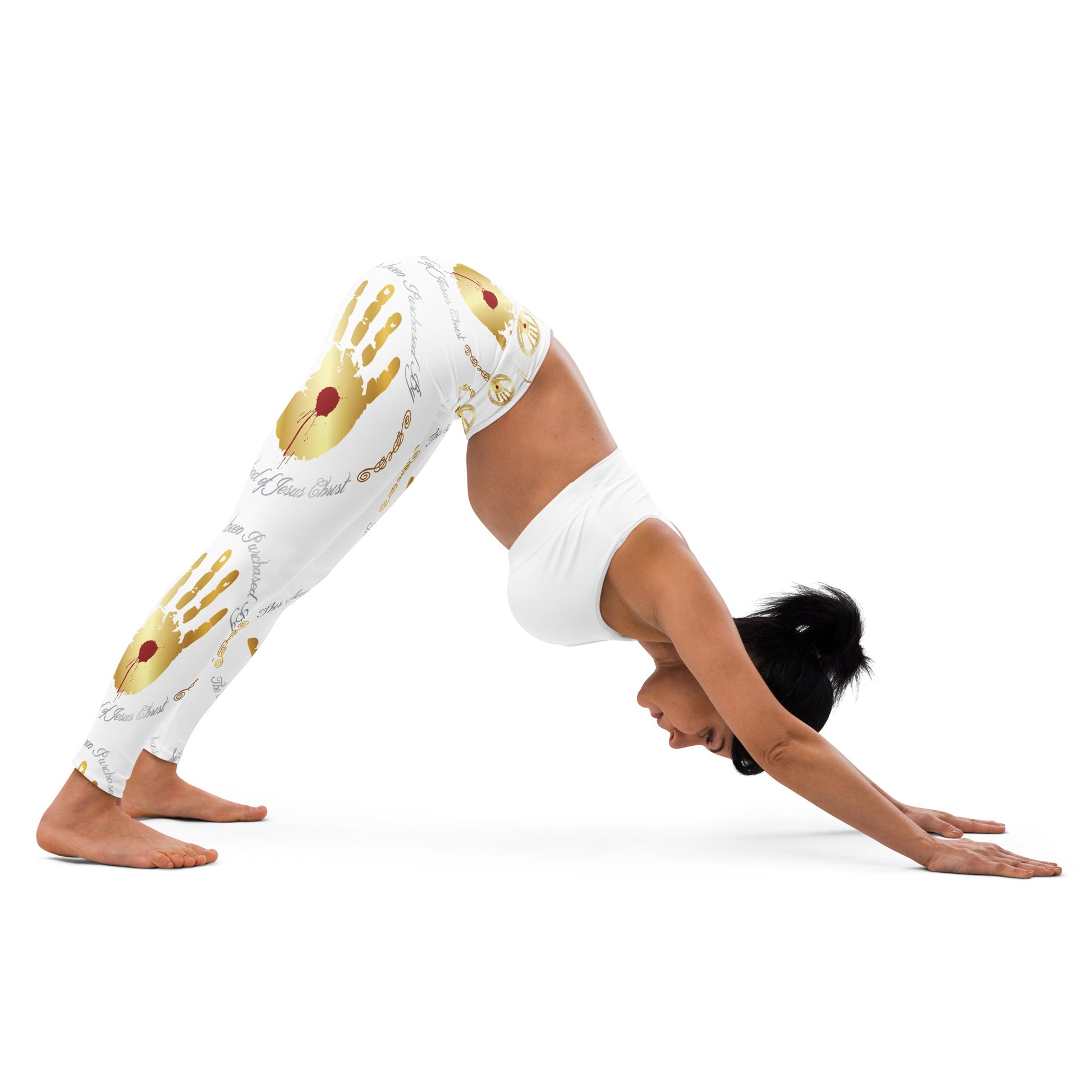 Soul Purchased TM Women's White Yoga Pants-Faith Driven