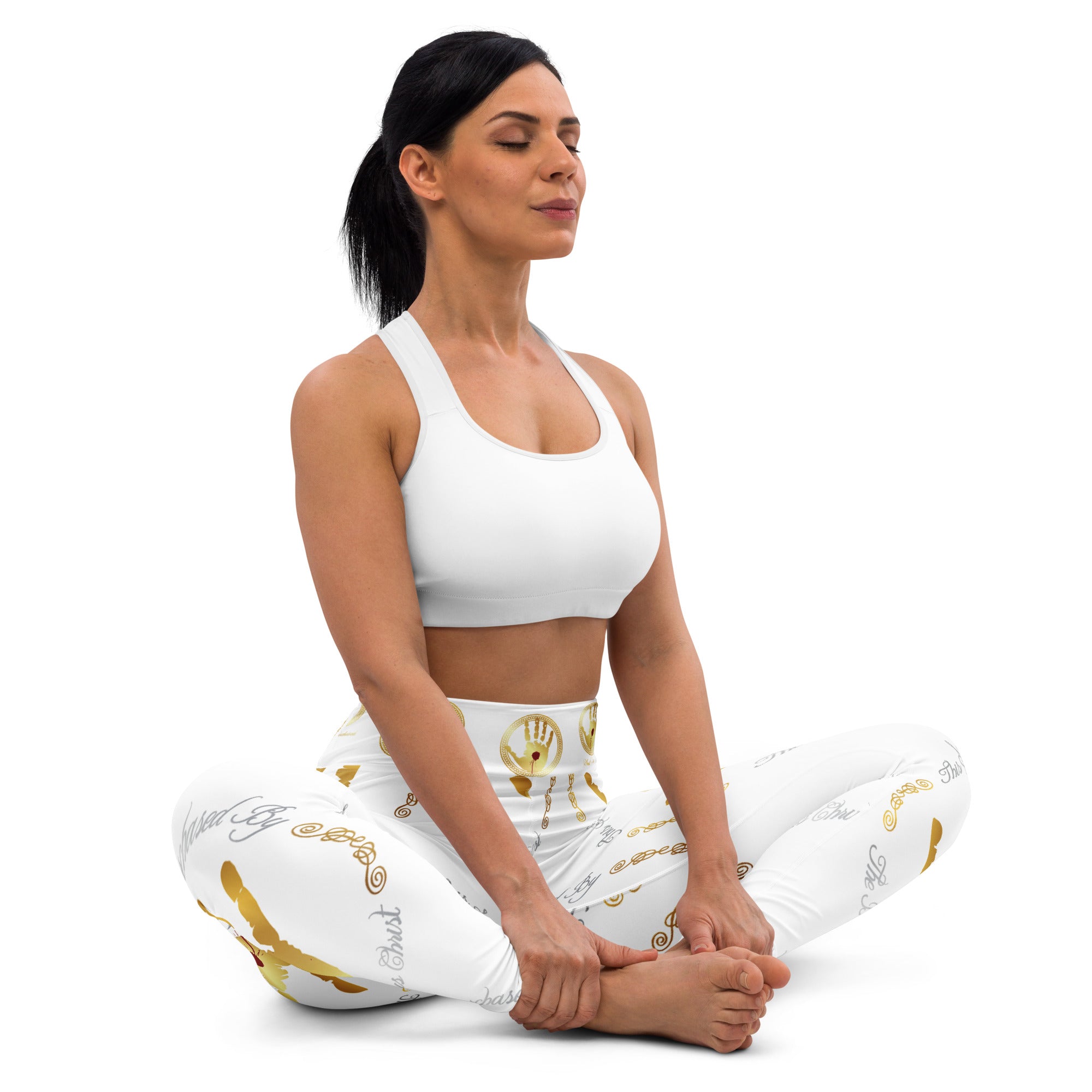 Soul Purchased TM Women's White Yoga Pants-Faith Driven